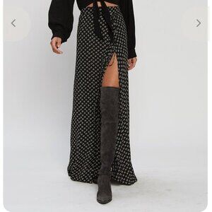 Flynn Skye Presley Wish Upon A Star Black Slit Maxi Skirt Revolve Womens Medium